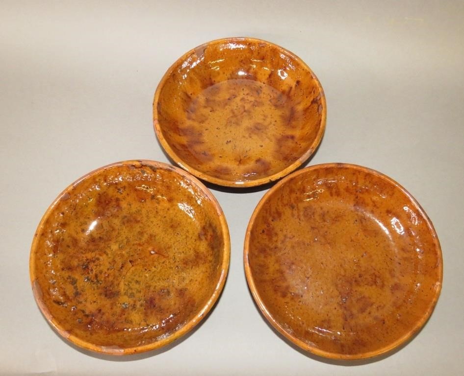 3 PA MANGANESE MOTTLED REDWARE