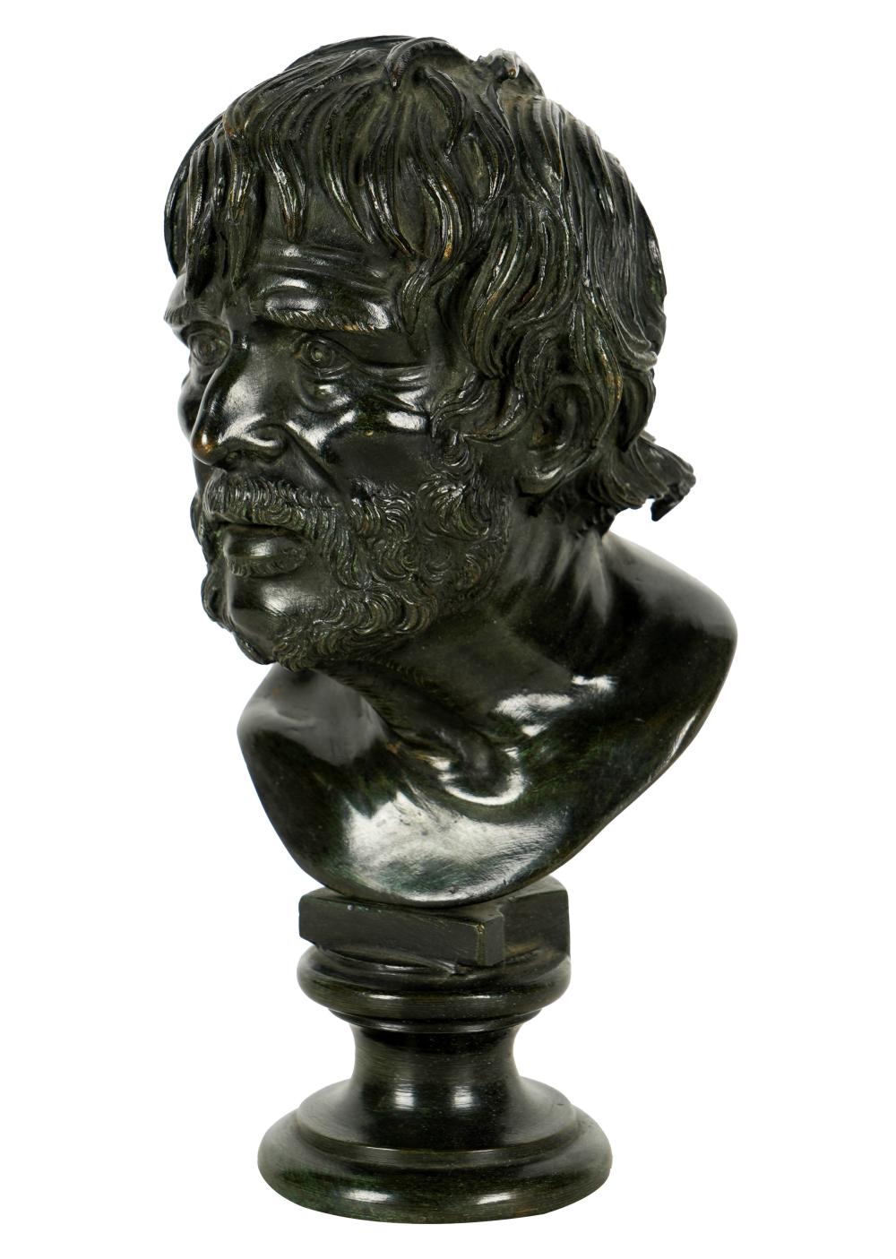 BRONZE BUST OF A MANunsigned; mounted