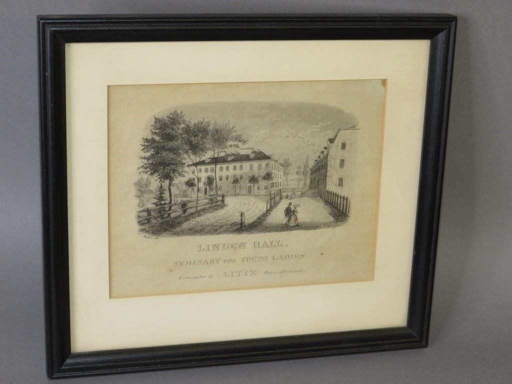 LINDEN HALL PRINTca. 1860; depicting