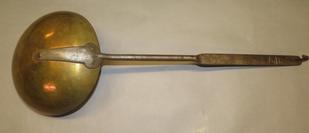 OVERSIZED BRASS IRON LADLE SIGNED 3008c2