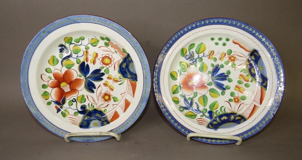 2 GAUDY DUTCH PLATESca. 1825; pearlware