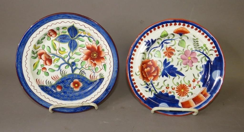 2 GAUDY DUTCH PLATESca. 1825; pearlware