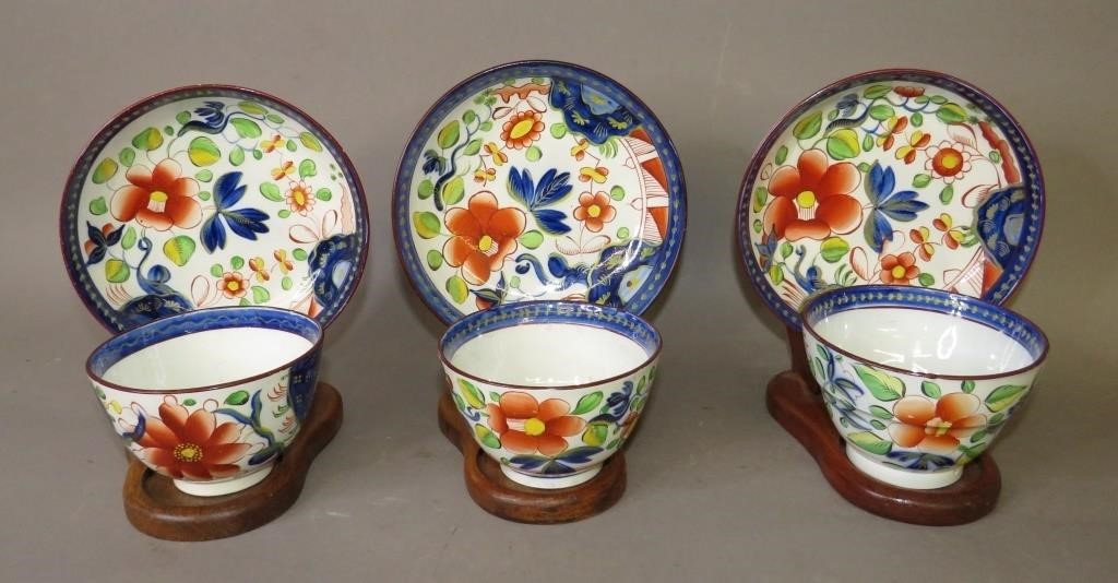 GROUP OF GAUDY DUTCH CUPS SAUCERSca  3008d8