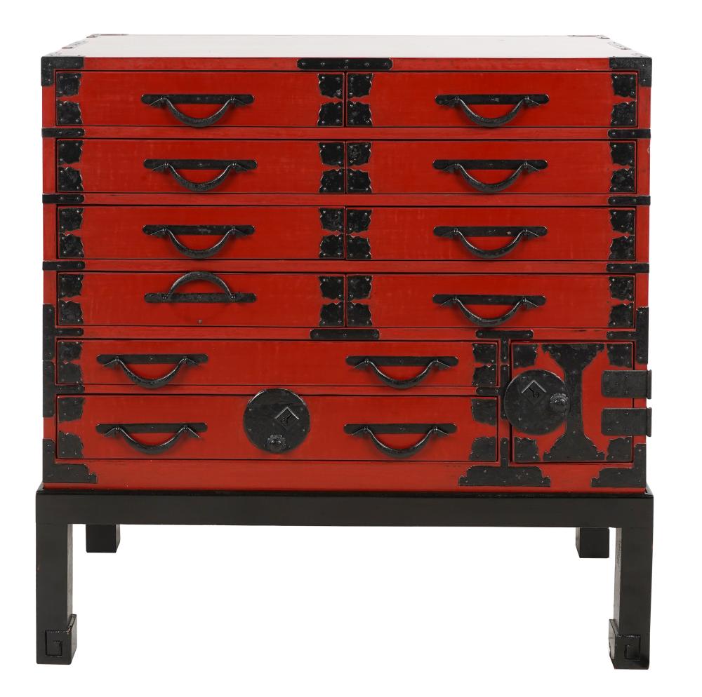 LACQUERED TANSU CABINET ON STANDwith