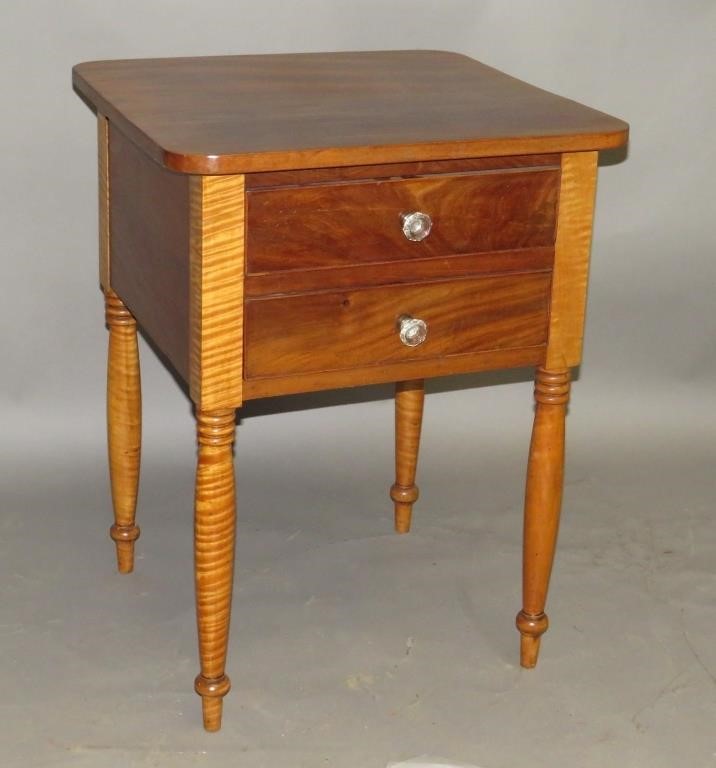 2 DRAWER STANDca. 1830; mixed wood