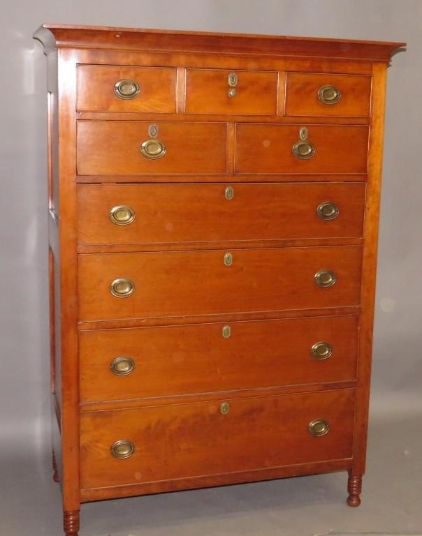 TALL CHEST OF DRAWERSca. 1820; in cherry
