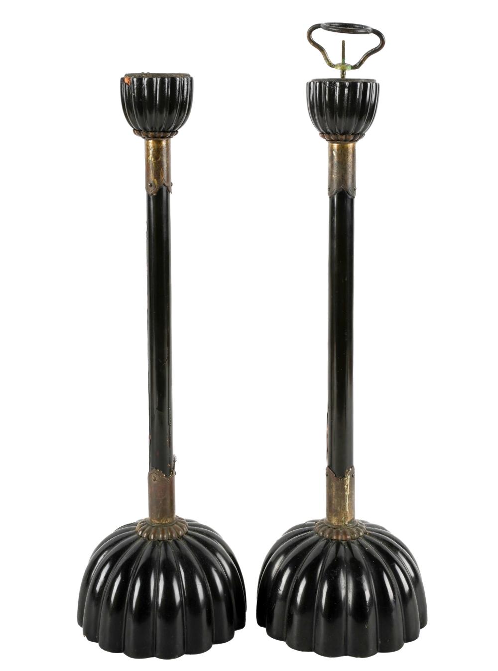 PAIR OF ANTIQUE JAPANESE CANDLESTICKSlacquered