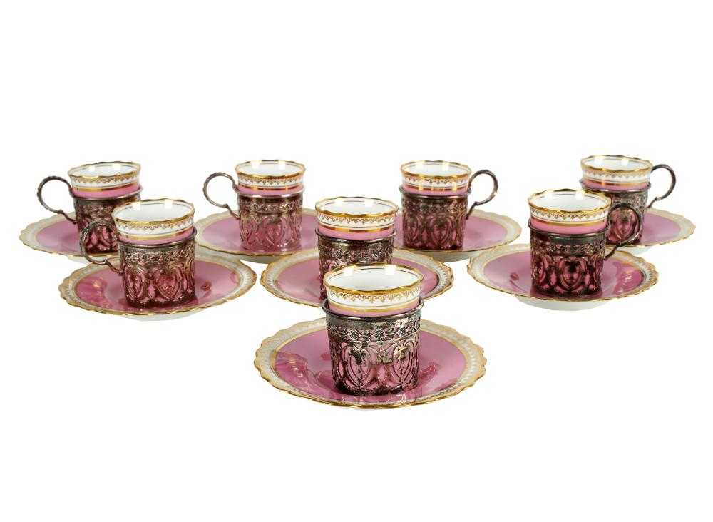 EIGHT AYNSLEY PORCELAIN DEMITASSE