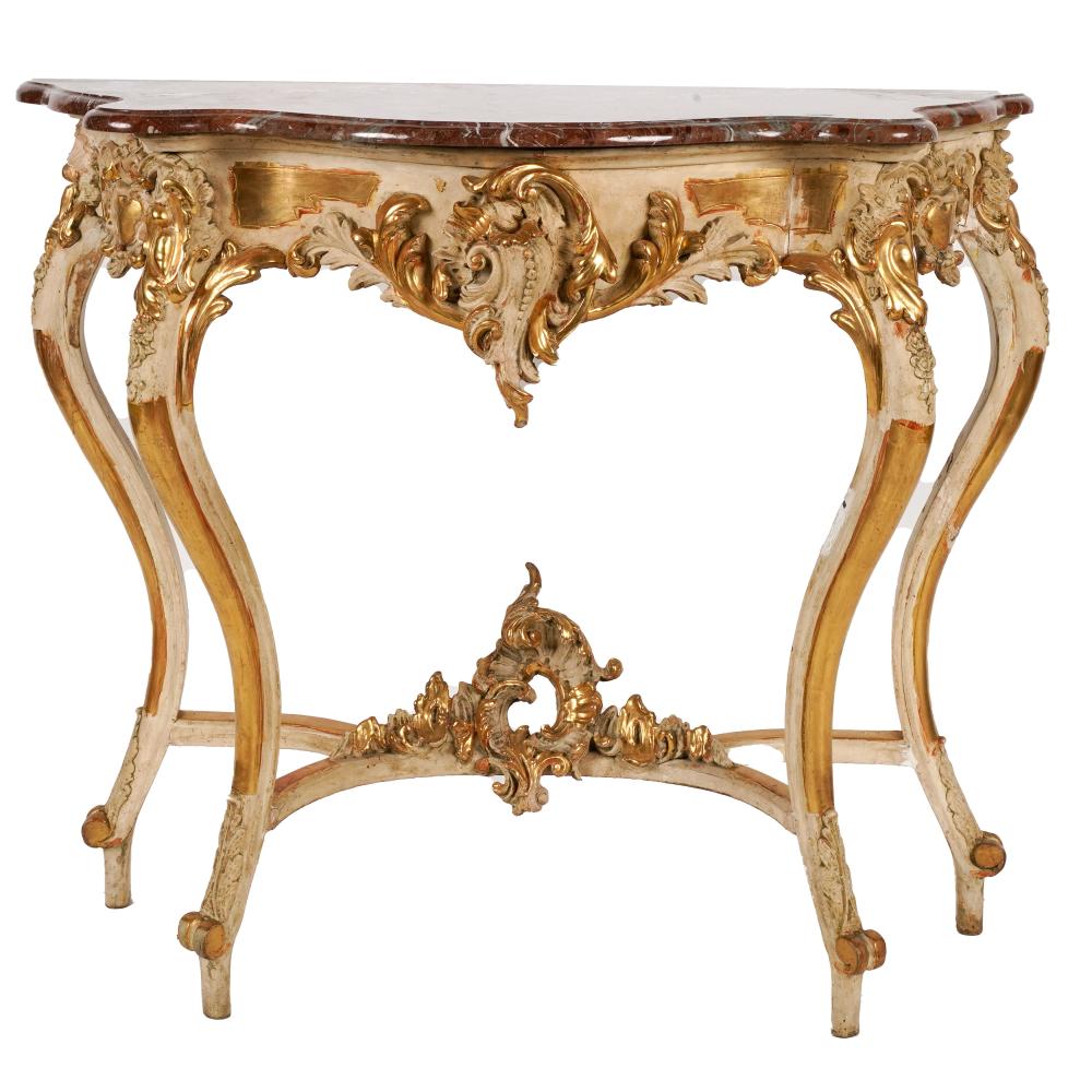 ROCOCO-STYLE GILT AND PAINTED MARBLE-TOP