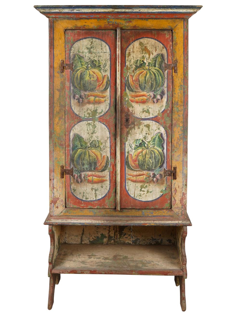 SPANISH COLONIAL PAINTED CABINET18th 19th 3009d4