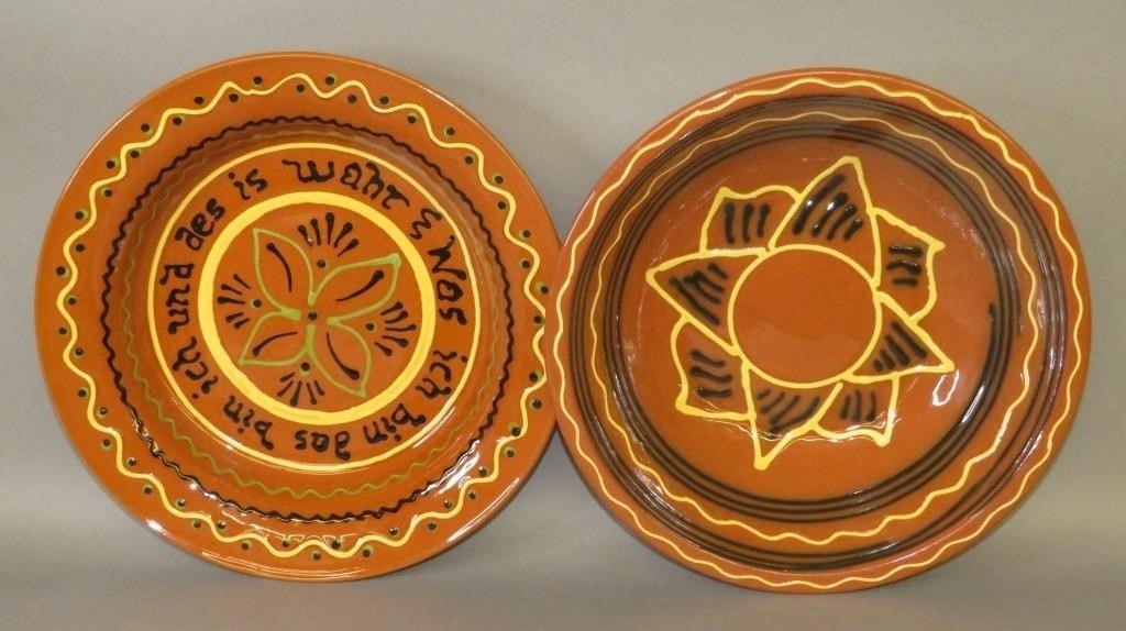 2 REPRODUCTION SLIPWARE DECORATED 300a55