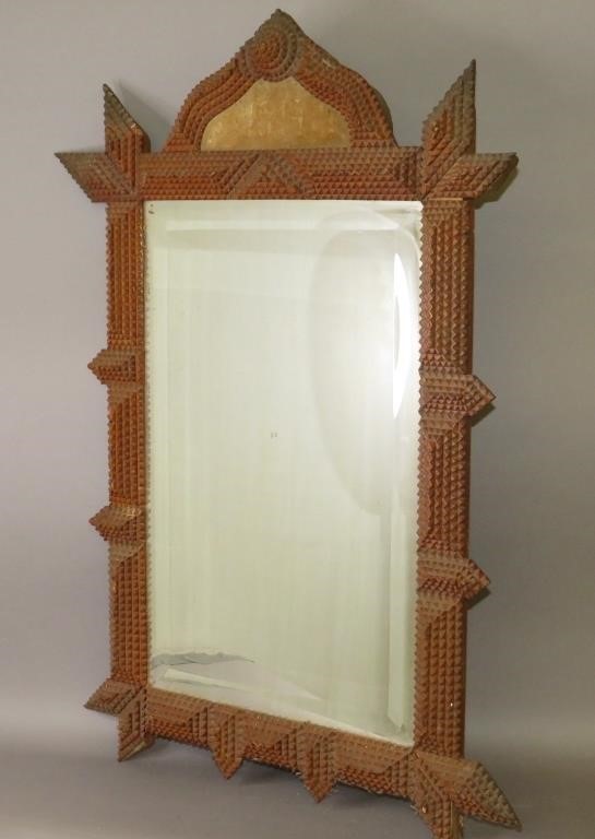 FINE TRAMP ART MIRROR WITH ORANGE UMBER 300aef