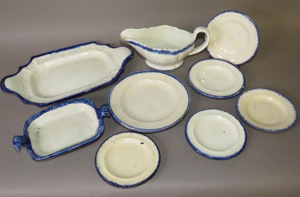 GROUP OF BLUE SHELL EDGED ENGLISH