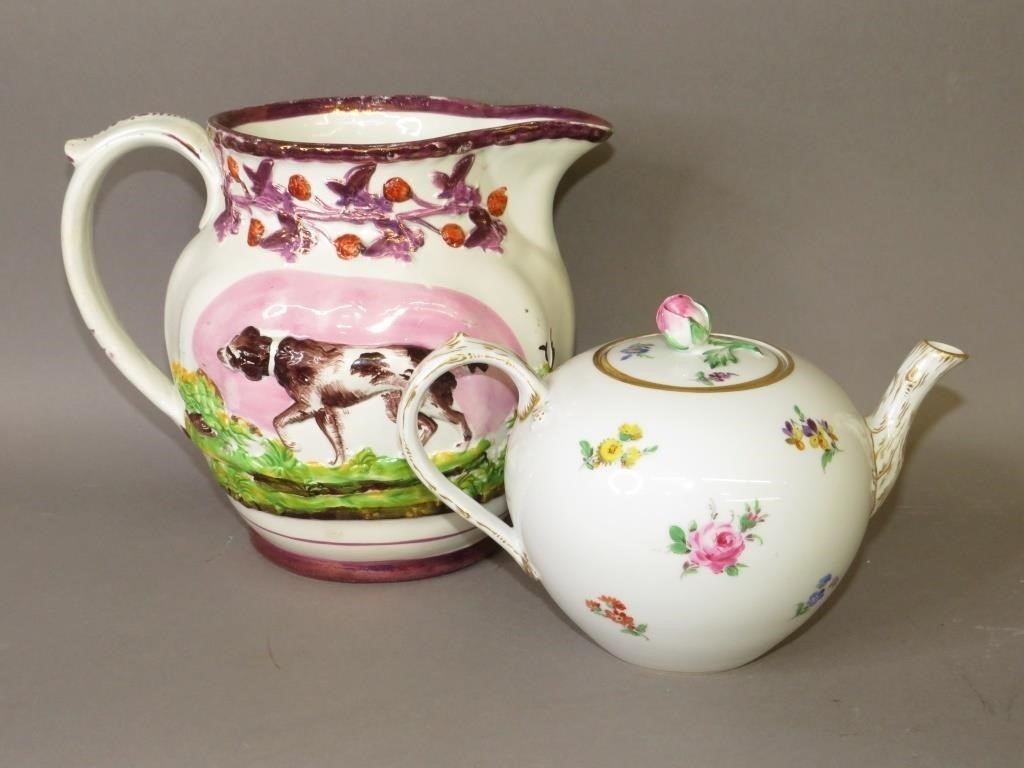 PINK LUSTRE PITCHER AND MEISSEN