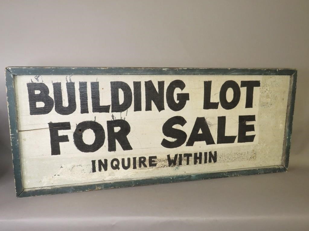 OVERPAINTED WOODEN SIGN "BUILDING