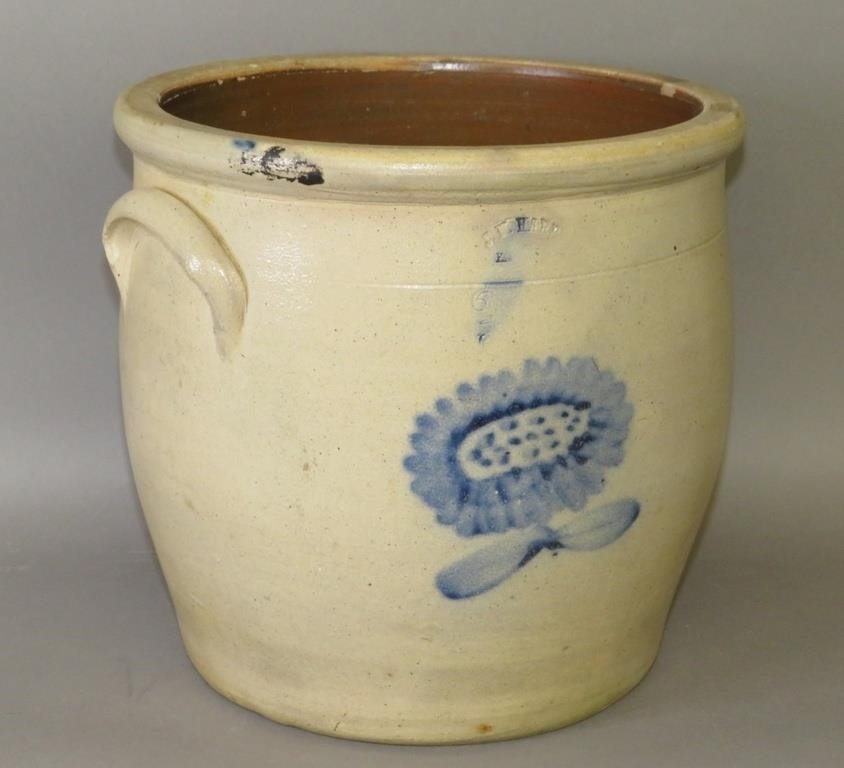 2 GALLON COBALT DECORATED CROCK BY J.M.