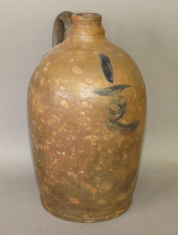 HALF GALLON COBALT DECORATED STONEWARE