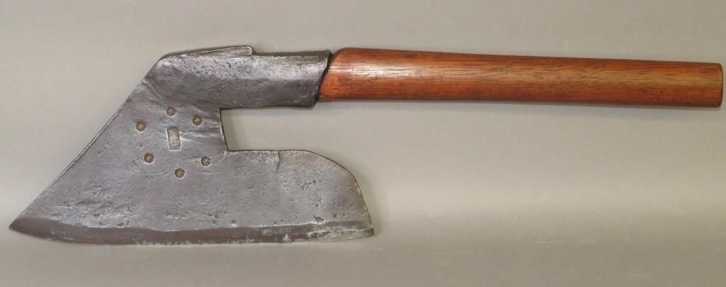 WROUGHT IRON LEFT HAND GOOSEWING AXE