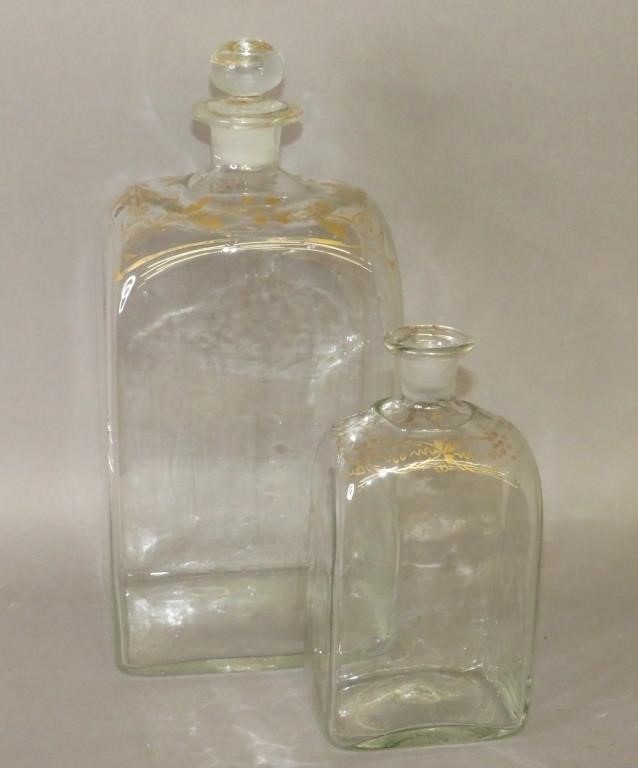 4 BLOWN GLASS BOTTLESca early 300bf7