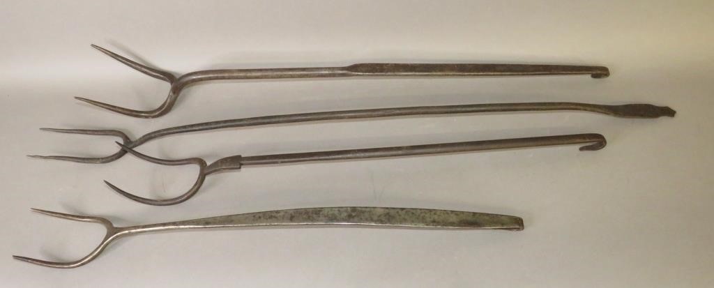 4 LONG HANDLED WROUGHT IRON BUTCHER