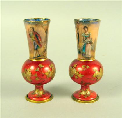 Pair of Limoges enamel vases  4ce03