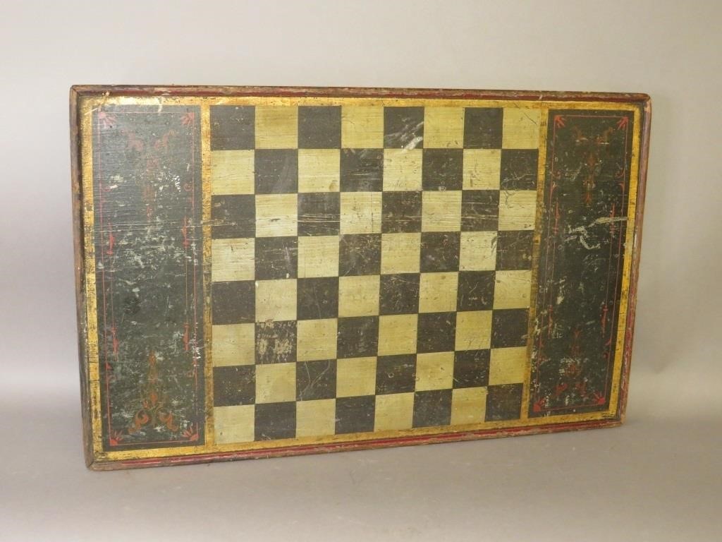 EARLY PAINT DECORATED CHECKERBOARDca.