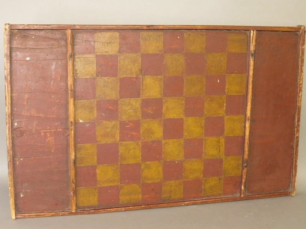 RED GOLD PAINTED SOFTWOOD CHECKERBOARDca  300c35