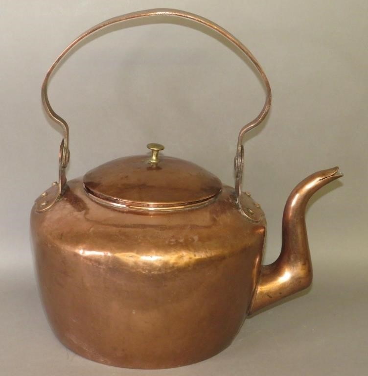 UNSIGNED COPPER TEA KETTLE WITH