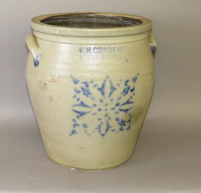 3 GALLON COBALT DECORATED STONEWARE