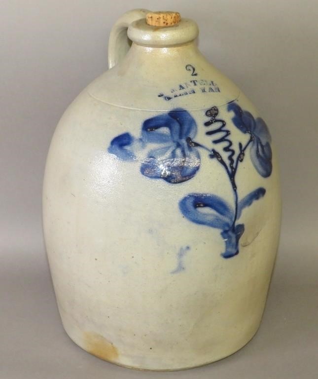 2 GALLON COBALT DECORATED STONEWARE