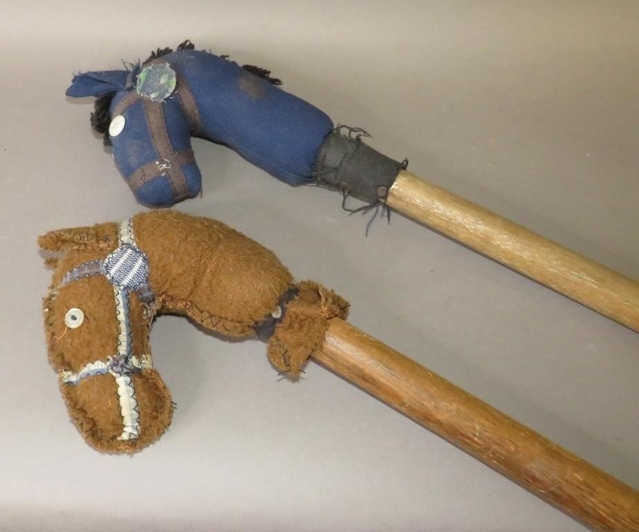 2 MAKE-DO TOY BROOMSTICK HORSESca. early