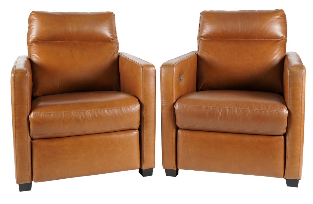 PAIR OF WEST ELM HARRIS LEATHER 300cd7