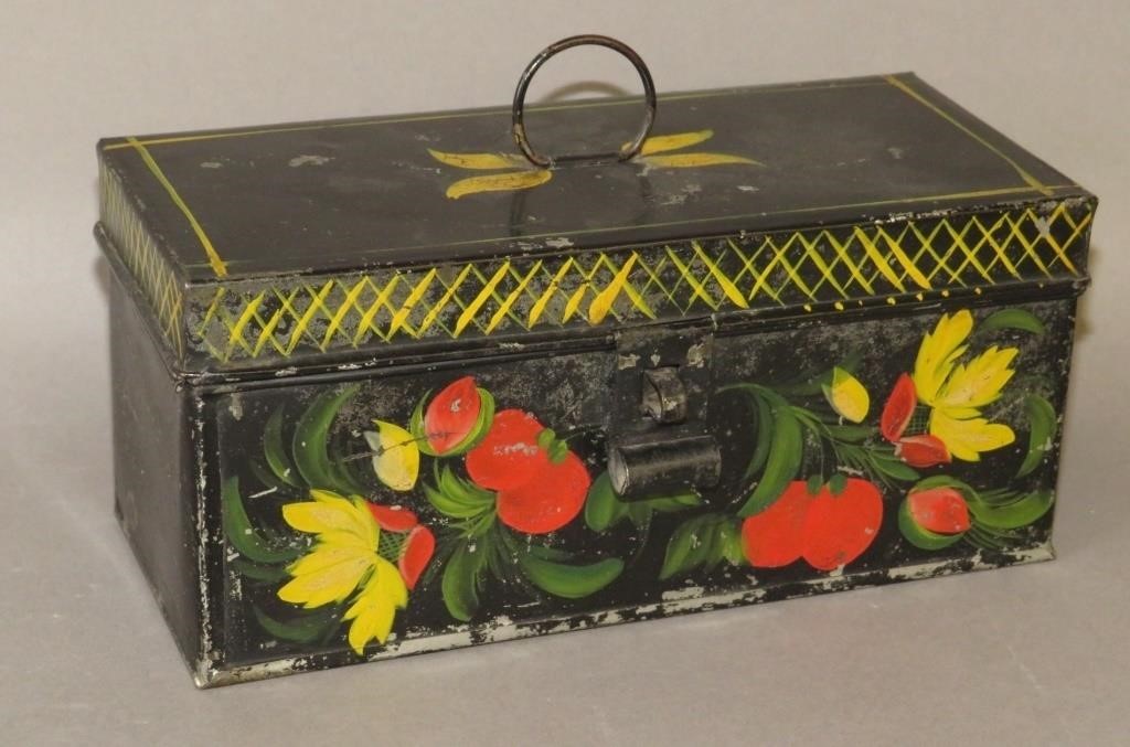 SMALL TOLEWARE RECTANGULAR BOX ATTRIBUTED