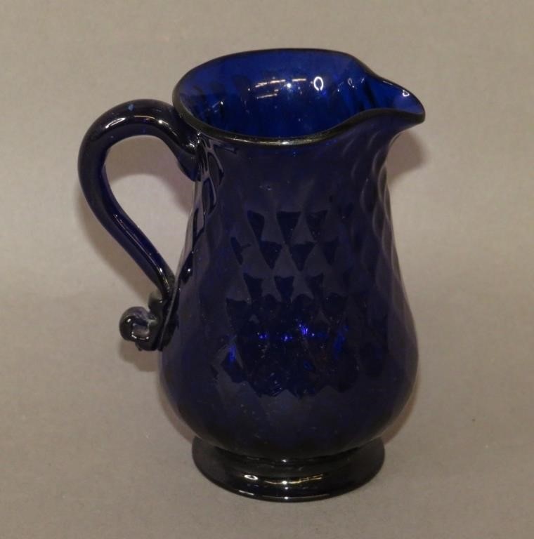 BLUE BLOWN GLASS STIEGEL TYPE FOOTED