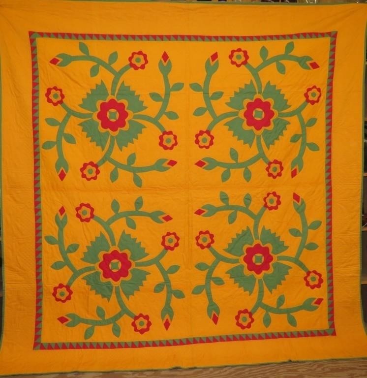 VIBRANT WHIG ROSE PATTERN APPLIQUED