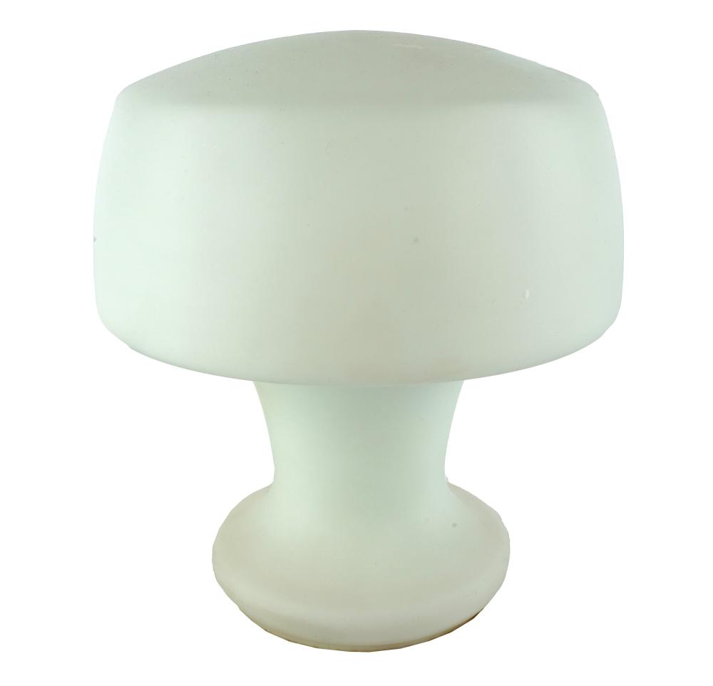 WHITE SATIN GLASS TABLE LAMP1970s;