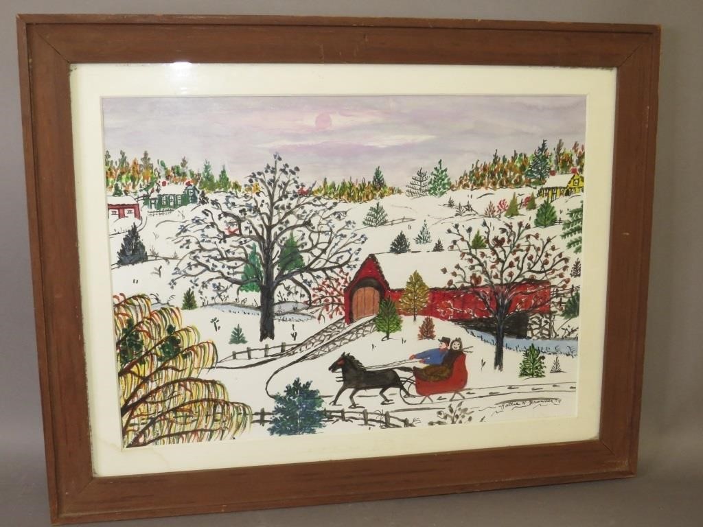 HATTIE BRUNNER WINTER SCENE WATERCOLORca.