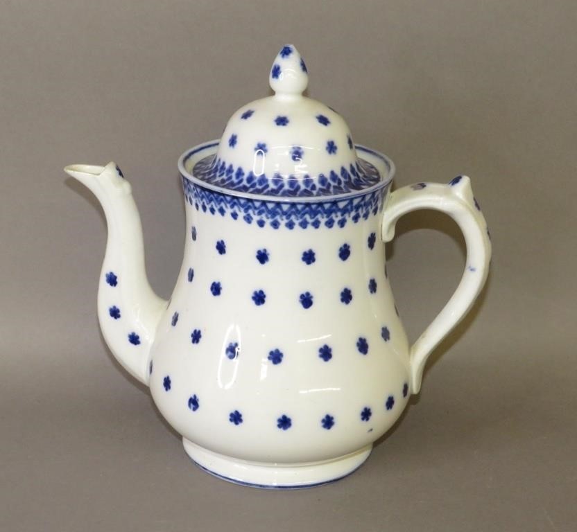 IRONSTONE TEAPOT, STICK SPATTER BLUE