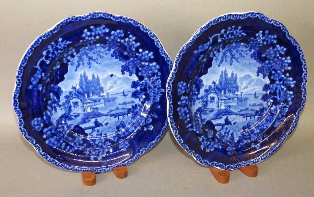 PAIR OF UNKNOWN PATTERN HISTORIC BLUE