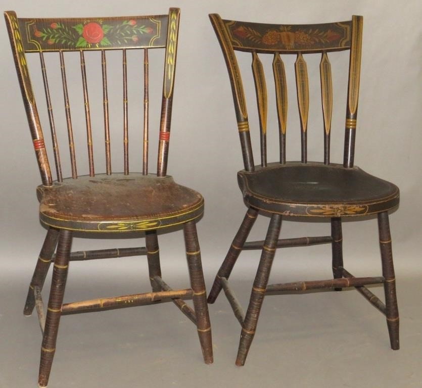 PAIR OF PLANK SEAT CHAIRSca. 1860;