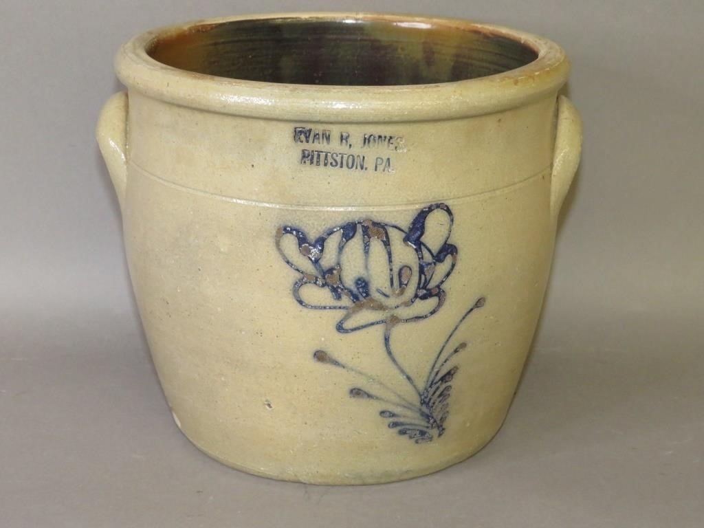 COBALT DECORATED STONEWARE CROCK