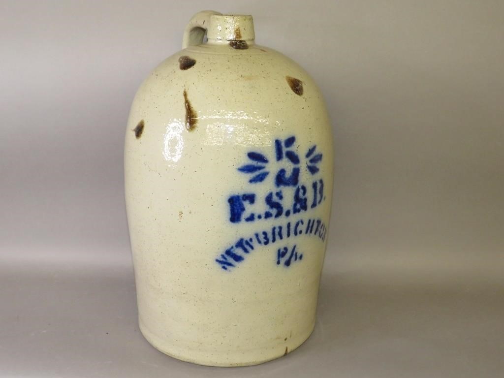 5 GALLON COBALT DECORATED STONEWARE