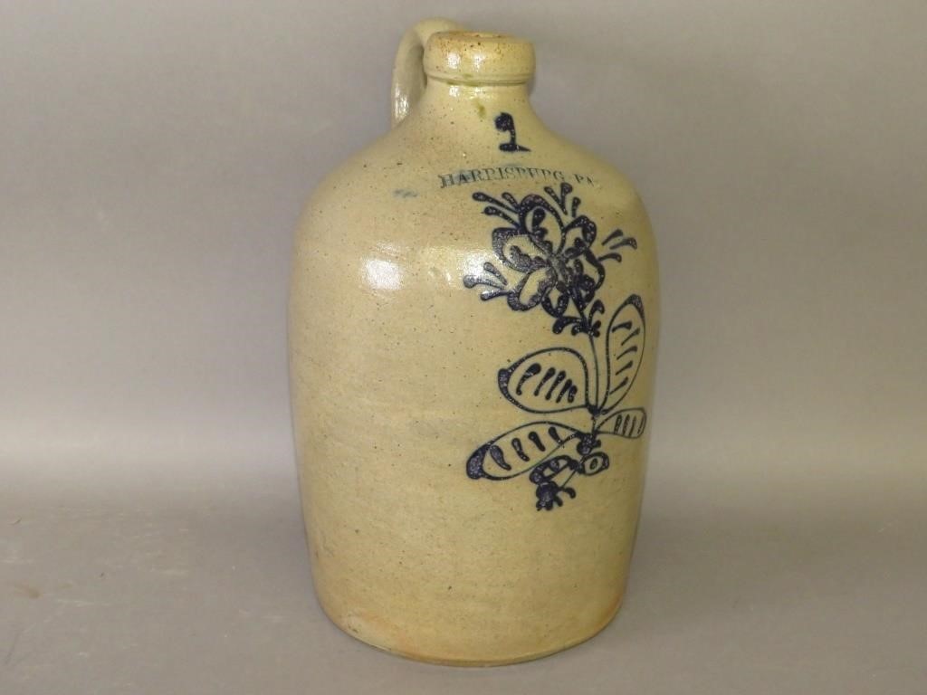 1 GALLON COBALT DECORATED STONEWARE 300eba