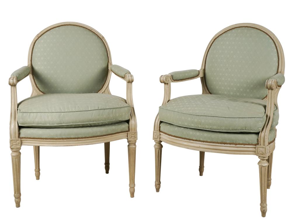 PAIR OF LOUIS XVI STYLE WHITE PAINTED 300ec4