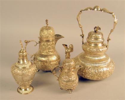 Dutch silver four-piece tea and