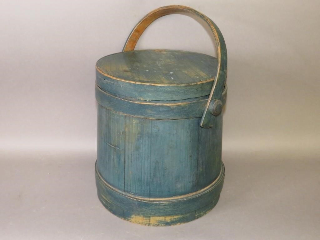GREEN PAINTED SOFTWOOD FIRKIN BY