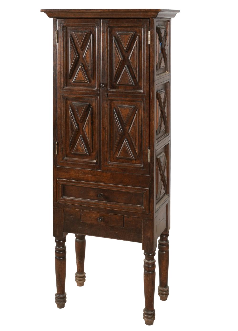 STAINED WOOD CABINETwith two hinged