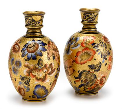 Pair of Derby porcelain gilt decorated