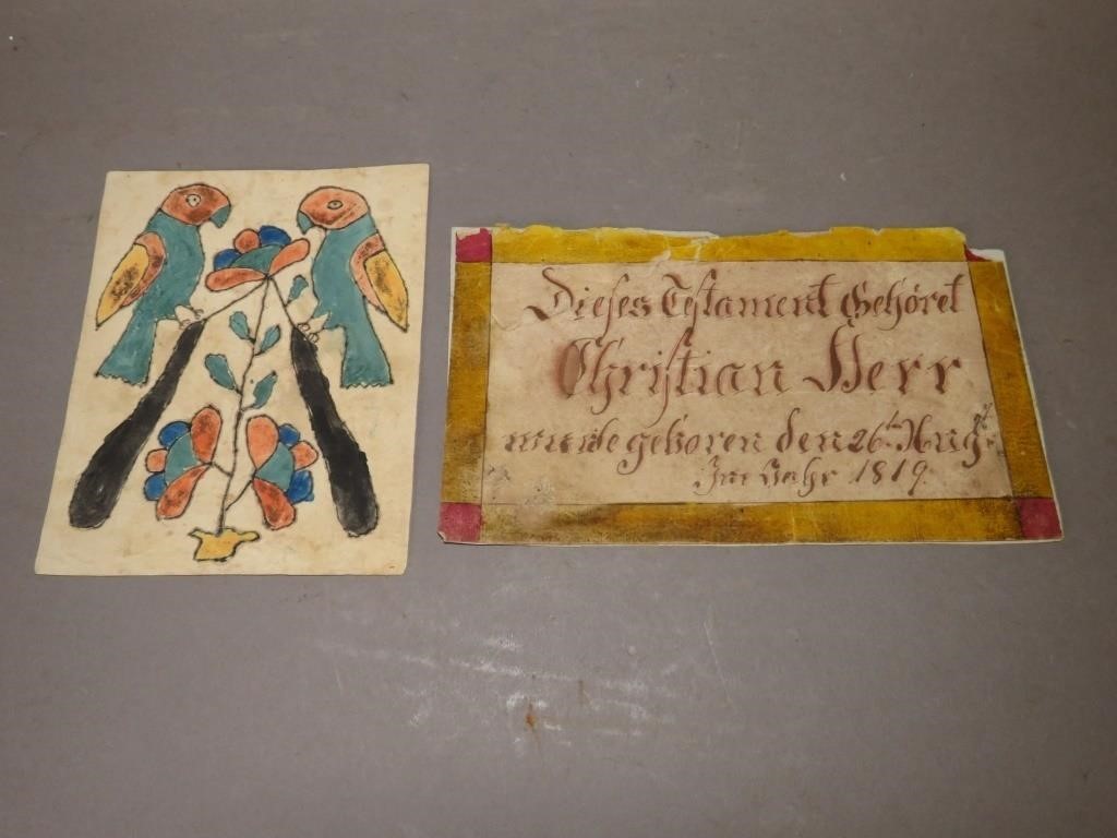 2 FRAKTUR FRAGMENTSca. 1800-1825;