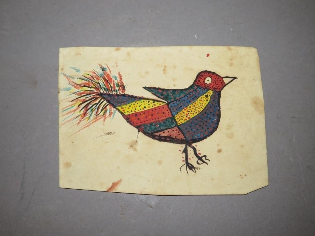 FRAKTUR BIRD DRAWINGca. 1840s;
